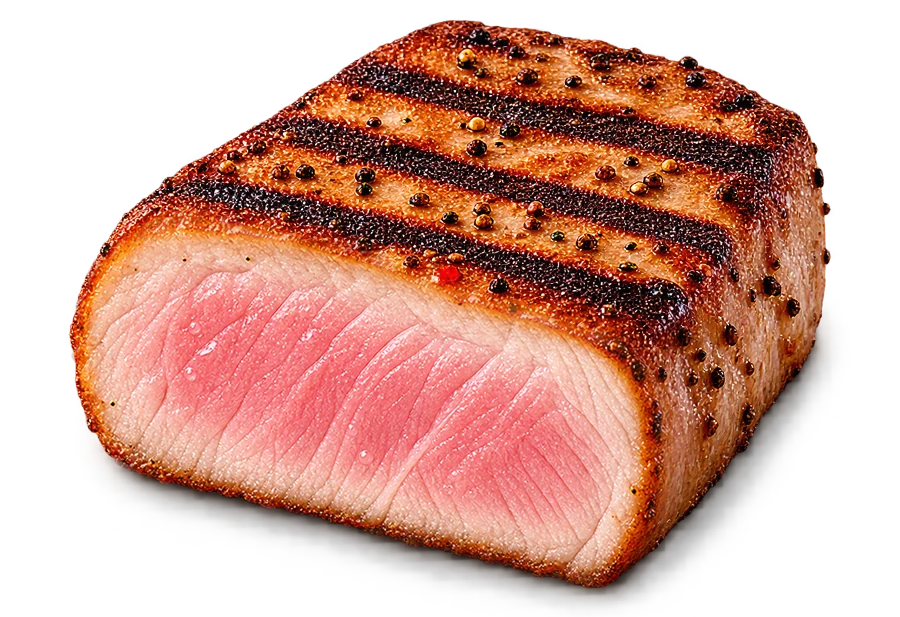 Doorsnede van gegrild varkensvlees met een medium rare garing