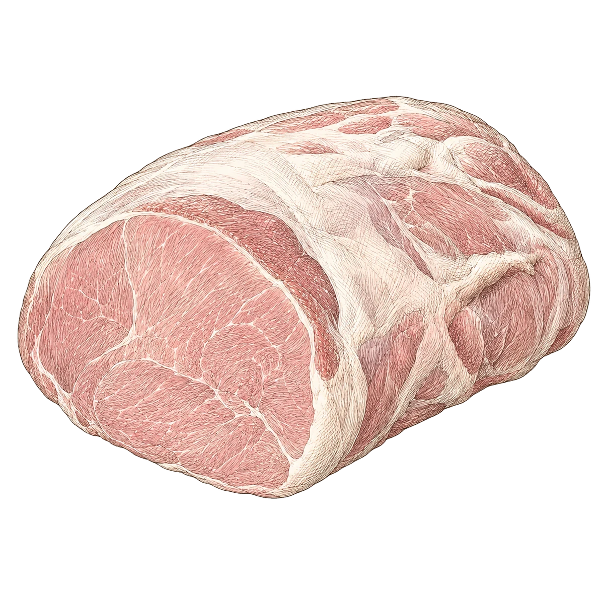 Illustratie van een varkensham uit de achterbout