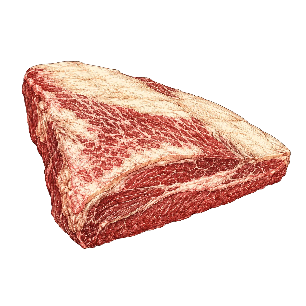 Illustratie van een brisket met vetkap