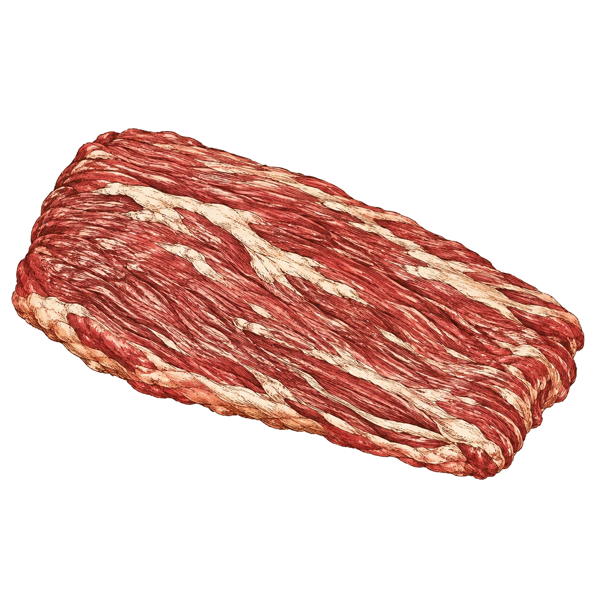 Illustratie van een bavette met grove vleesdraad