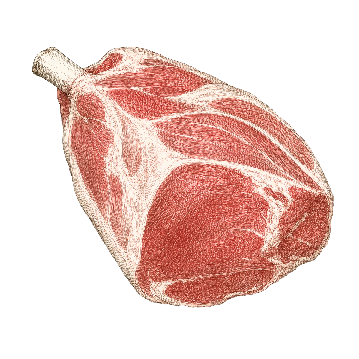 Illustratie van lamsschouder aan het bot