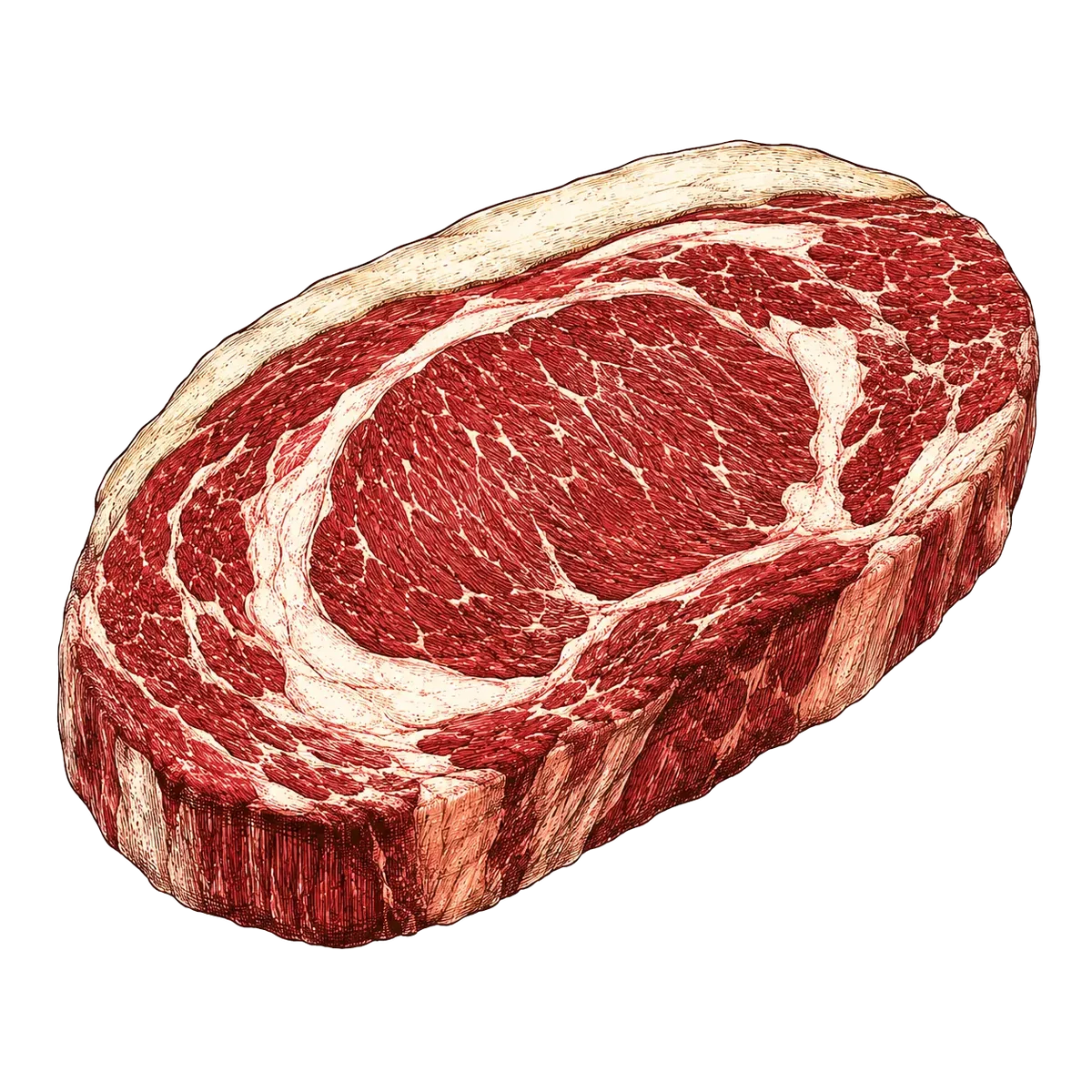 Illustratie van een entrecote met vetrandje